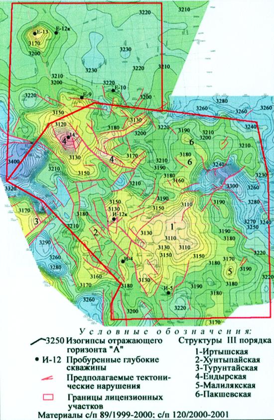 Карта приобского месторождения с кустами