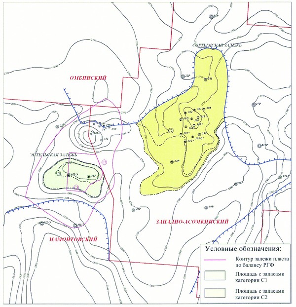 Карта западно асомкинского месторождения