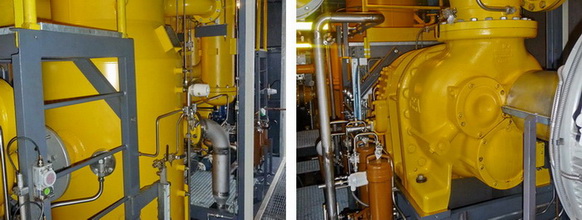 Технологическое оборудование внутри блок-модуля установки