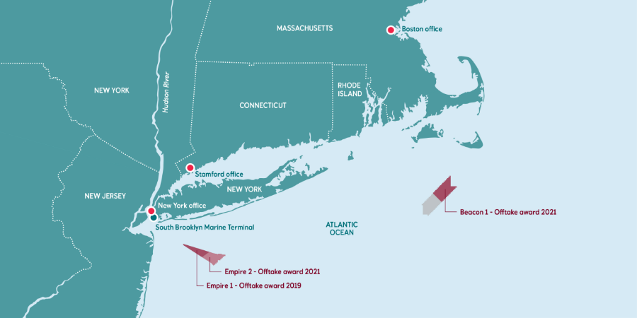 Equinor и BP полностью законтрактовали мощности морских ВЭС, строящихся вблизи г. Нью-Йорк