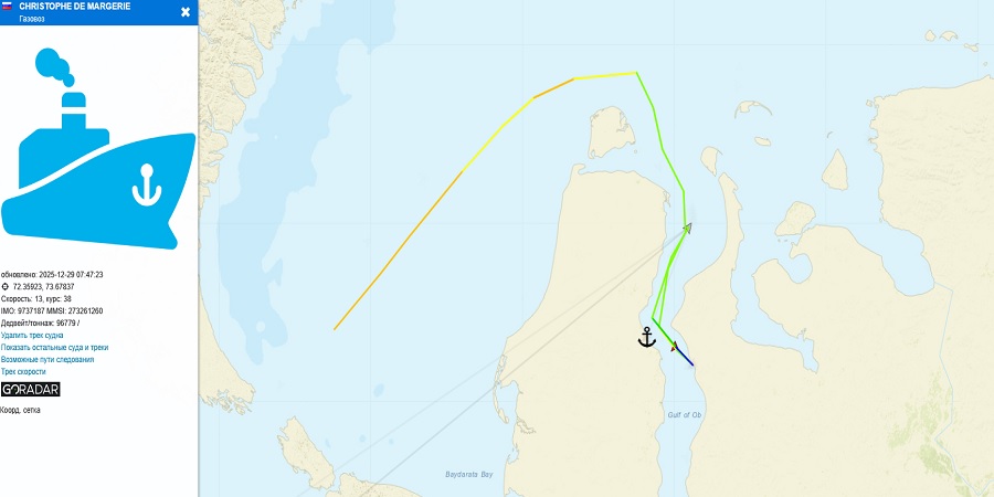 Кристоф де Маржери забрал вторую за декабрь партию газа с проекта Арктик СПГ-2