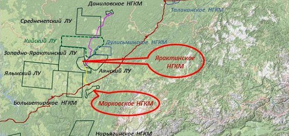 Карта ярактинского месторождения иркутской нефтяной компании