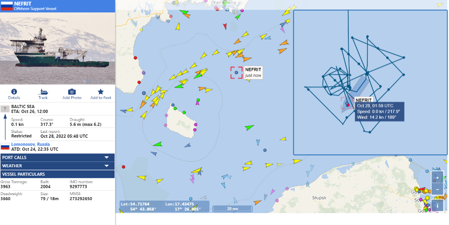 Нефрит. Российское судно прибыло к предполагаемому месту повреждения МГП Северный поток-1 в ИЭЗ Швеции