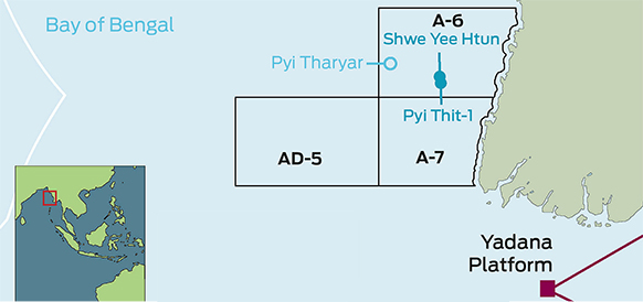 Total оценила запасы газа, открытые скважиной Shwe Yee Htun-2 на блоке A6 на шельфе Мьянмы