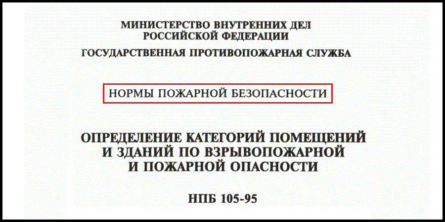 НПБ 105-95 Определение категорий помещений и зданий по взрывопожарной и пожарной опасности Приказ ГУГПС МВД России от 31.10.1995 N 32 НПБ от 30.10.1995 N 105-95