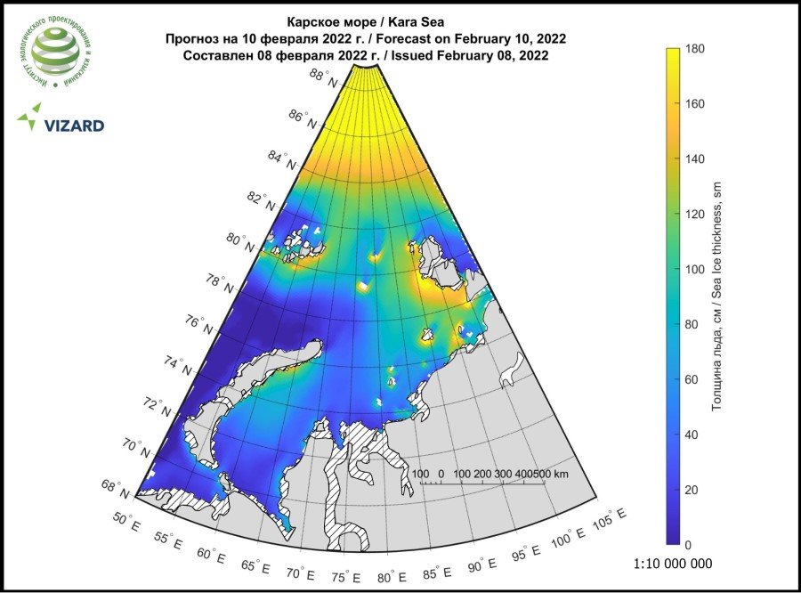 Ледовая карта карского моря на сегодня