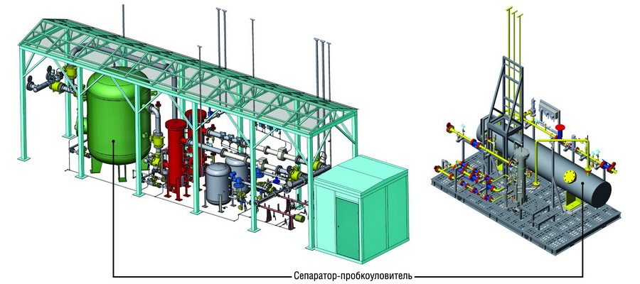 Компоновка сепаратора-пробкоуловителя в технологических установках для подготовки ПНГ