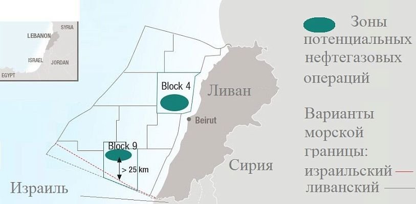 Карта израиля и ливана