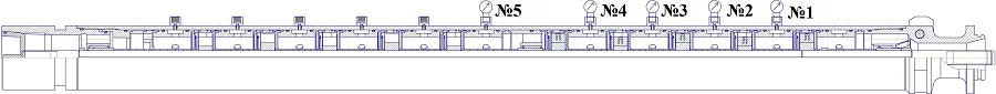 Рис.3 Расположение датчиков давления на корпусе ОРНП5А-50 .png Рис.3 Расположение датчиков давления на корпусе ОРНП5А-50 .png