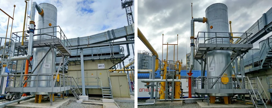 Парк газовых ресиверов на площадке газового хозяйства Парк газовых ресиверов на площадке газового хозяйства