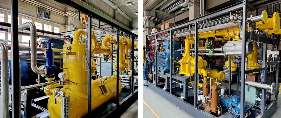 Компрессорная станция топливного газа на этапе заводской сборки Компрессорная станция топливного газа на этапе заводской сборки