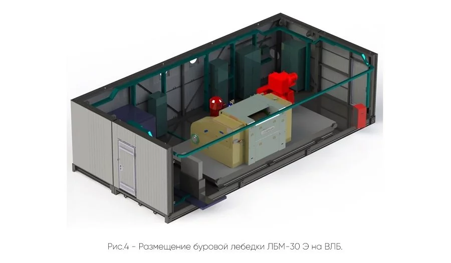 Рис.4 - Размещение буровой лебедки ЛБМ-30 Э на ВЛБ. Рис.4 - Размещение буровой лебедки ЛБМ-30 Э на ВЛБ.